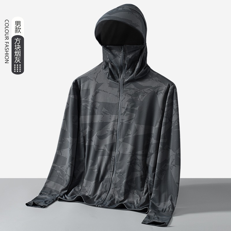 Verano chaqueta de protección solar de hielo hombre ultravioleta transpirable chaqueta de piel delgada para montar al aire libre chaqueta de protección solar de pesca