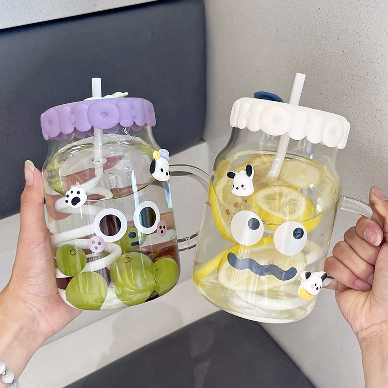 2024新款高顏值吸管杯 ins水杯大容量玻璃杯 辦公室可愛創意杯子