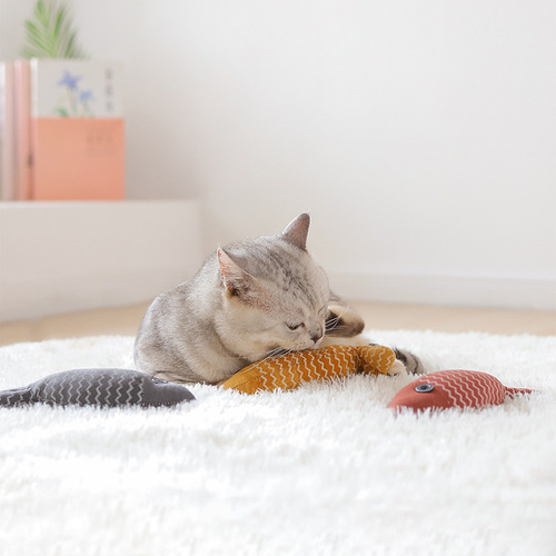 Cross-border pet catnip toy cat toy funny cat azabu fish self-pleasure containing catnip doll cat toy