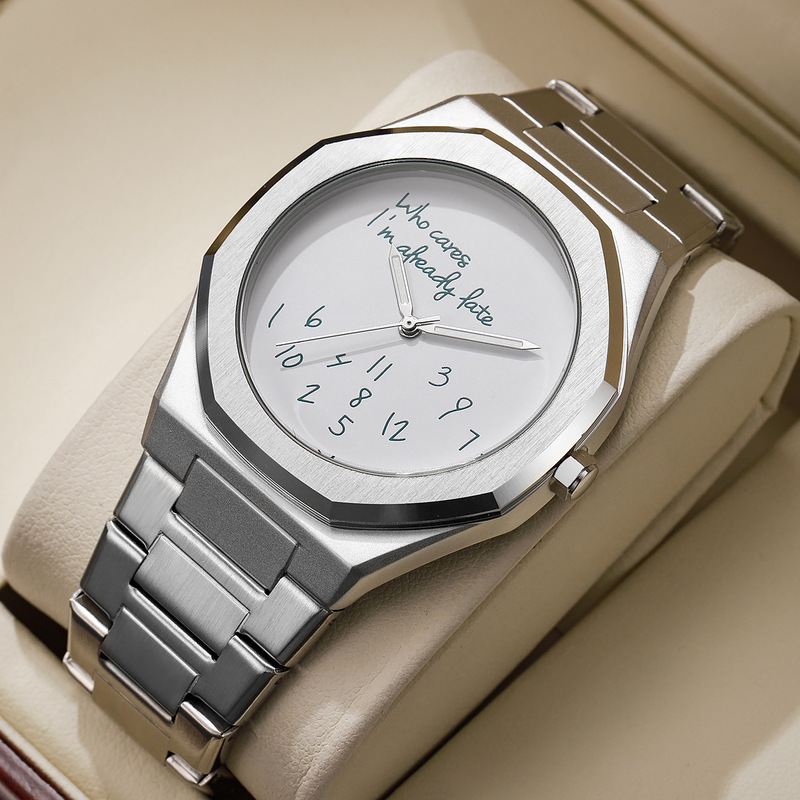 Cross-Border Popular Fashion Personalized Digital Luminous Men's Watch Simple Trendy Octagonal Steel Band Scale Watch