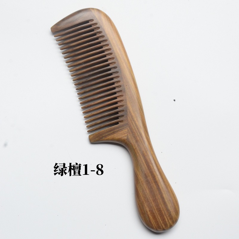 卸売りの緑檀の木の櫛の玉檀の香の櫛の丸い柄は大きいサイズの幅の歯のマッサージの櫛の太鼓の柄を作って厚くします。|undefined