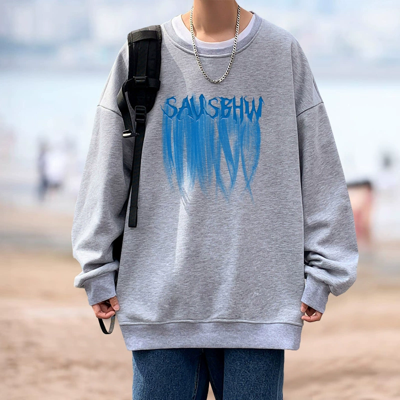 Мужской свитер оптом от производителей, осенне-зимний свободный костюм на флисовой подкладке, утолщенная индивидуальная головная куртка с индивидуальным принтом