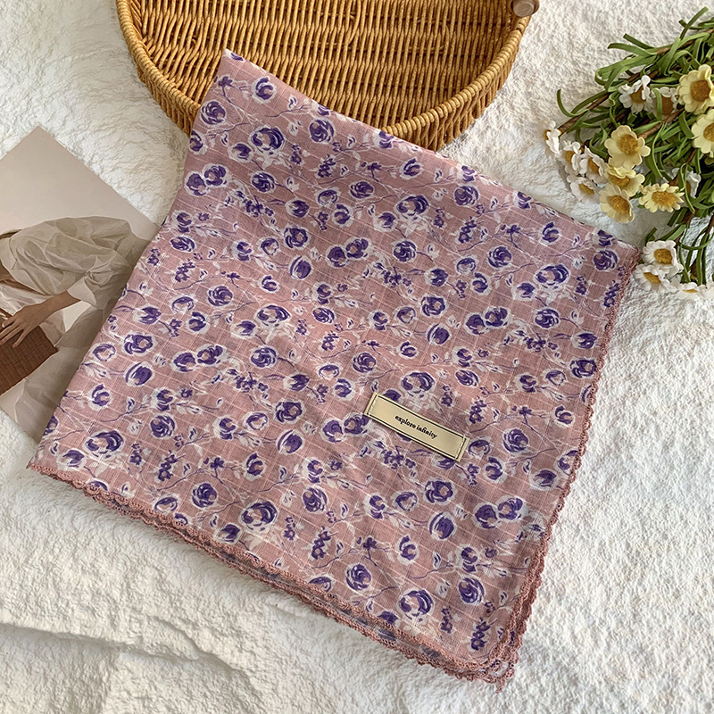 Bufanda de seda, bufanda cuadrada pequeña, protección para el cuello, bufanda pequeña, bolsa de flores de verano, pañuelo en la cabeza, cinturón de recurrencia pastoral, bolsa de cabello atada, bufanda de seda