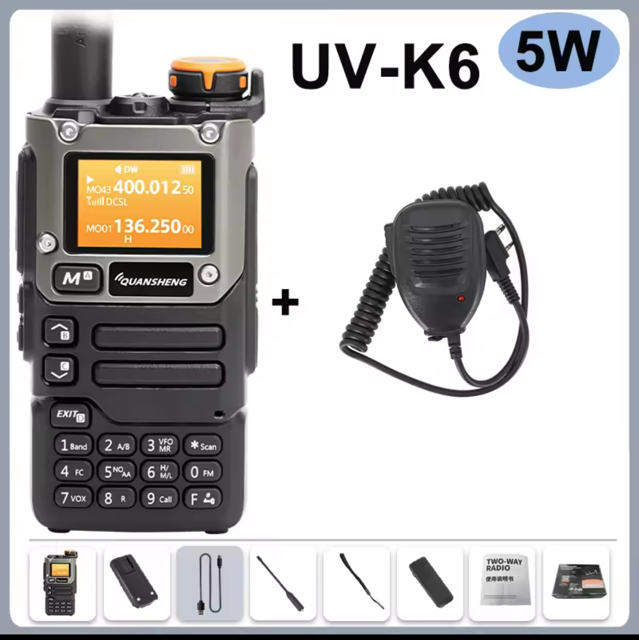 Quansheng UV-K6 walkie-talkie UV-k5 (8) un botón a la frecuencia de la aviación multibanda al aire libre comercio exterior explosivo al por mayor