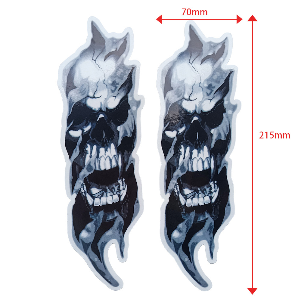 Pegatinas de calaveras grandes, calcomanías de calaveras fantasma, pegatinas amortiguadoras para motocicletas Harley-Davidson.