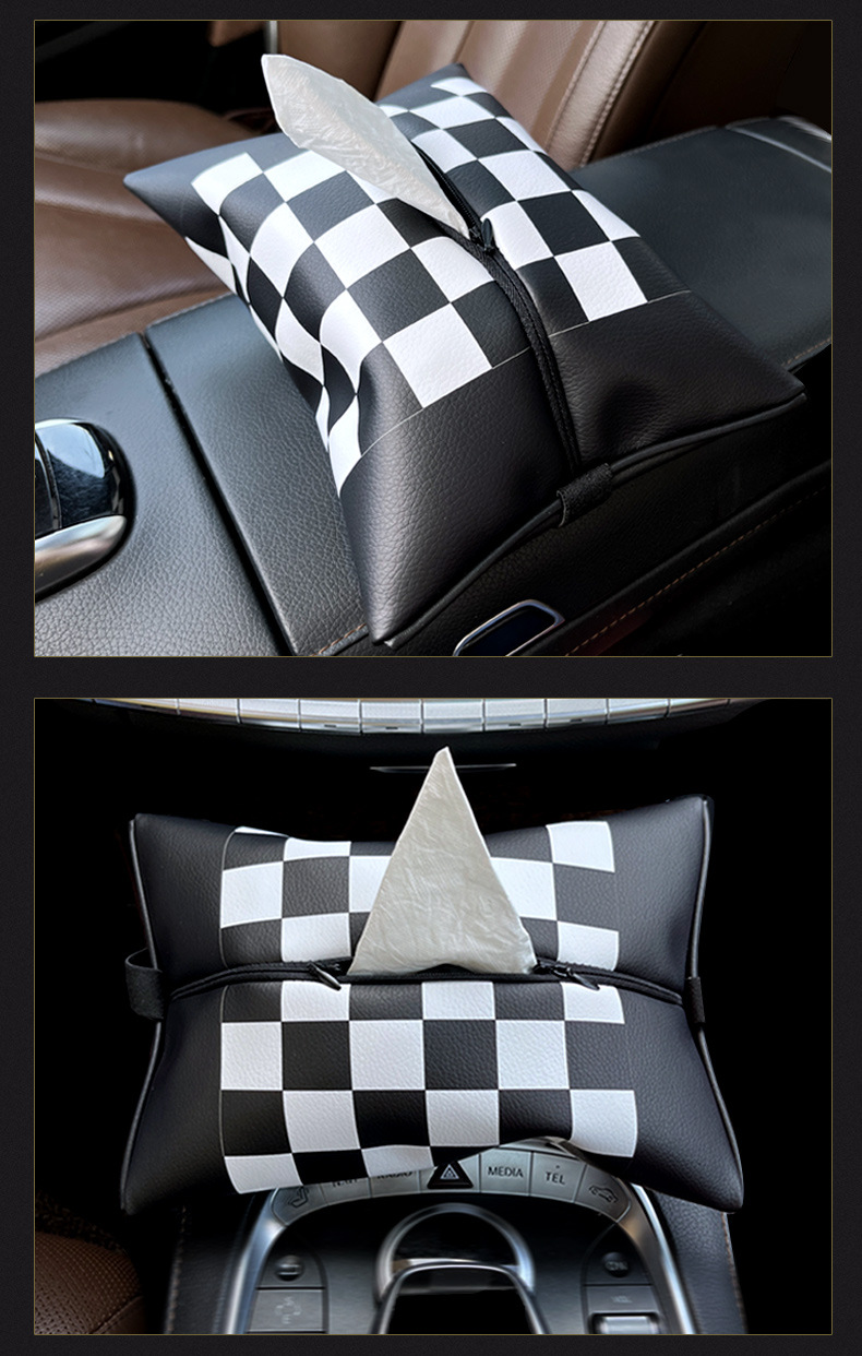 Car British Union Jack tissue box, car-mounted tissue holder, leather multifunctional tissue bag, interior accessory