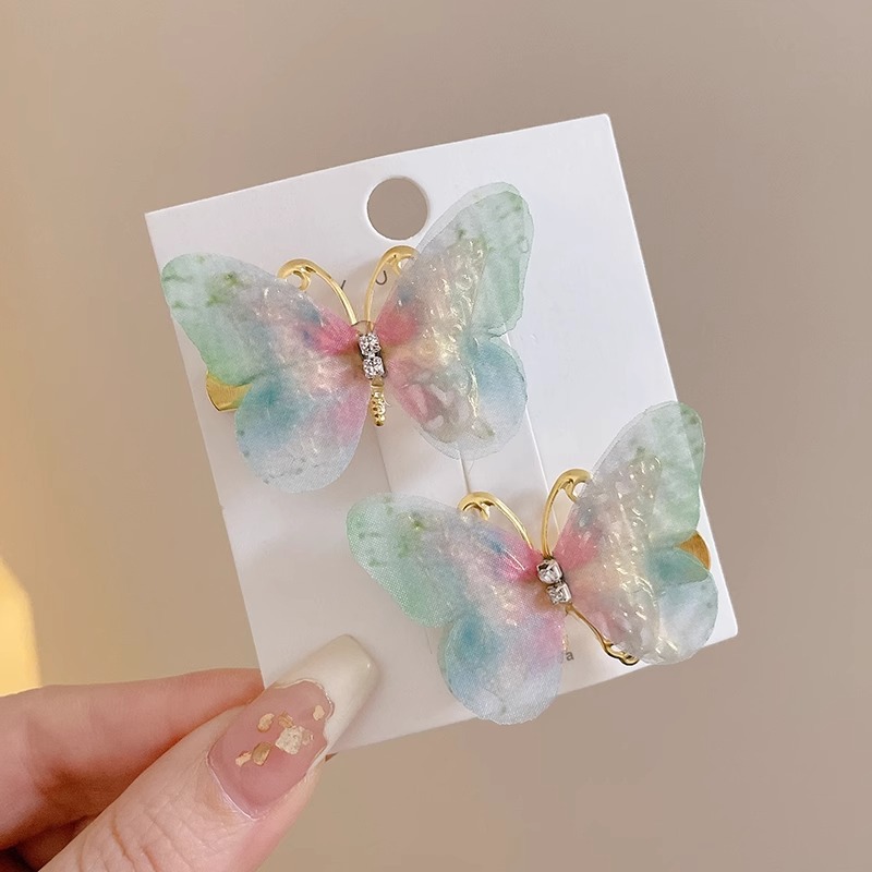 Horquilla de mariposa en movimiento horquilla de diamantes de imitación súper inmortal para niños 2025 nuevo clip de cabello roto lateral de niña accesorios para el cabello