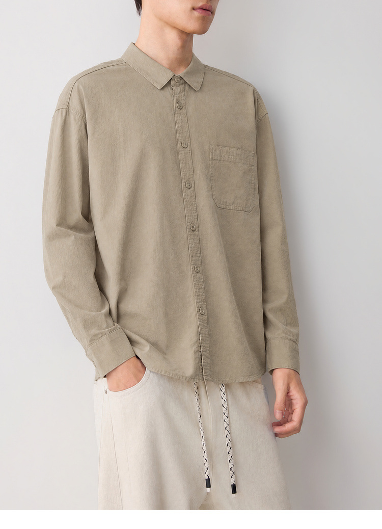 Áo sơ mi nam dài tay cotton trơn màu phong cách công sở — đen chi tiết 51