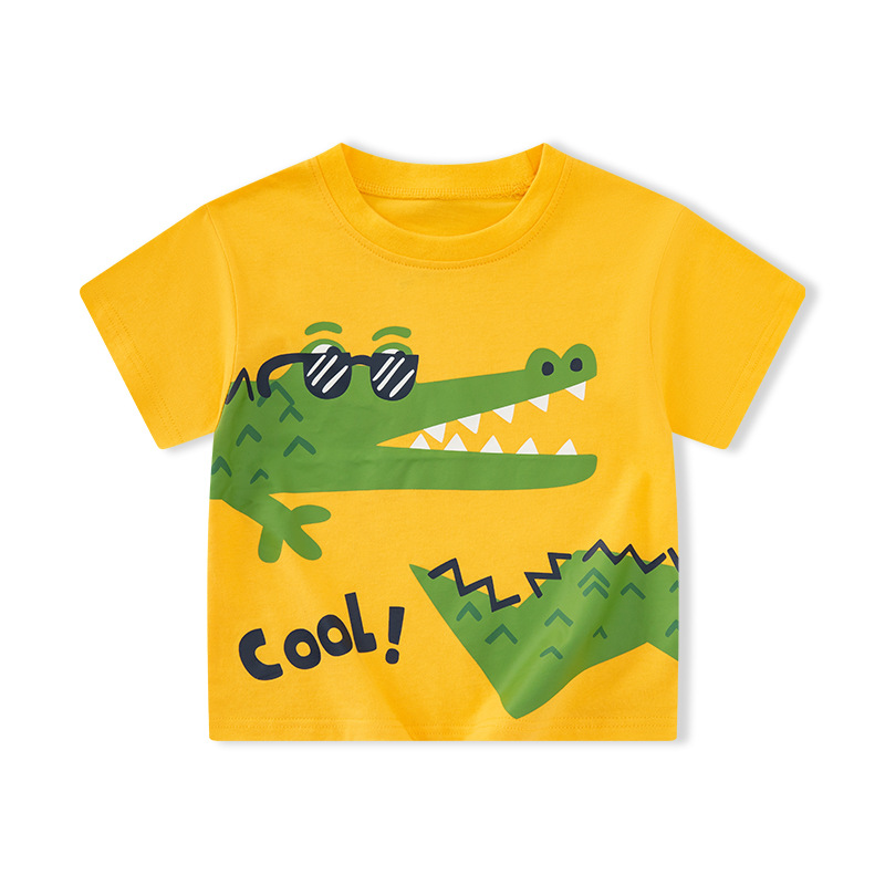 Be top camiseta de manga corta para niños verano nuevo estilo chico chaqueta de bebé dibujos animados cocodrilo envío transfronterizo de una pieza