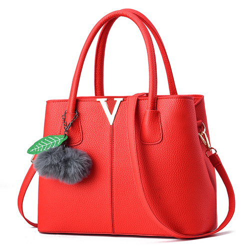 [Female bag delivery]  autumn and winter new lychee pattern handbag large capacity middle-aged mother bag women's shoulder