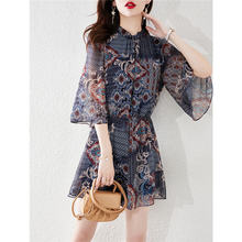 2025夏季新款七分袖褶皱设计收腰连体裤时尚简约碎花短裤女