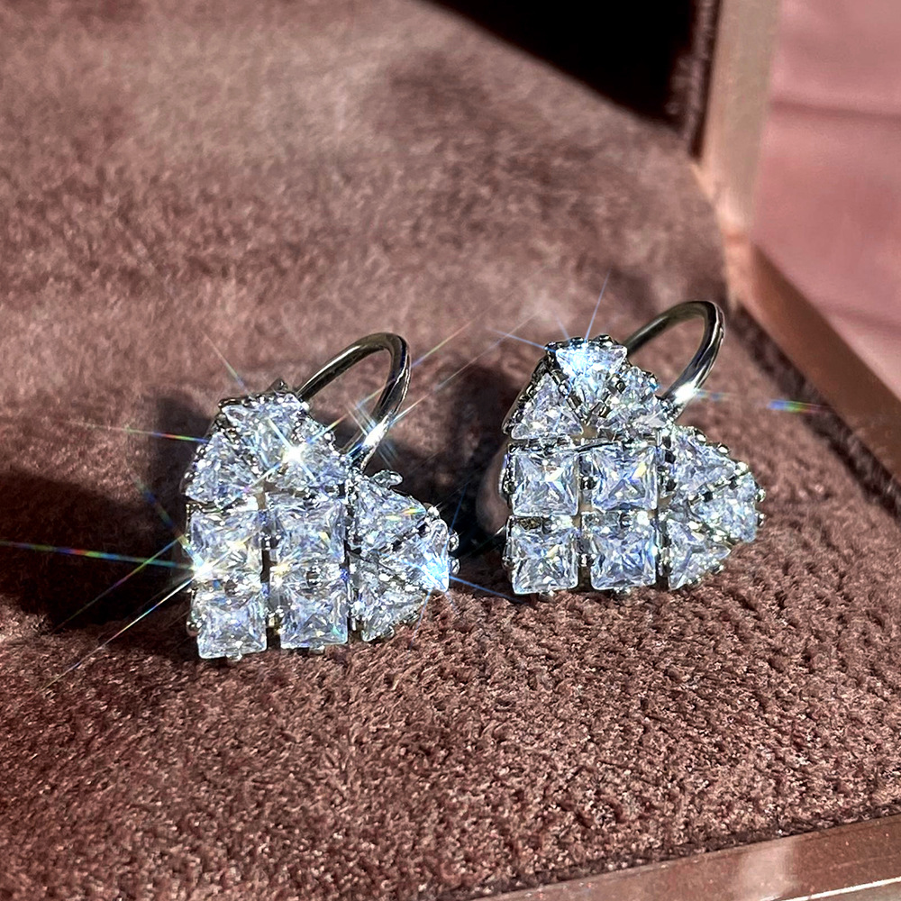 8g Weight 304 Stainless Steel Ear Needle Material Zircon Inlay Material Earrings Classification 1 Pair Quantity Holiday, Daily Occasion Copper Material Heart Shape Pattern All Seasons Season Women's Gender Modern Style Style 1 Pair Modern Style Heart Shape Copper Zircon Earrings 5