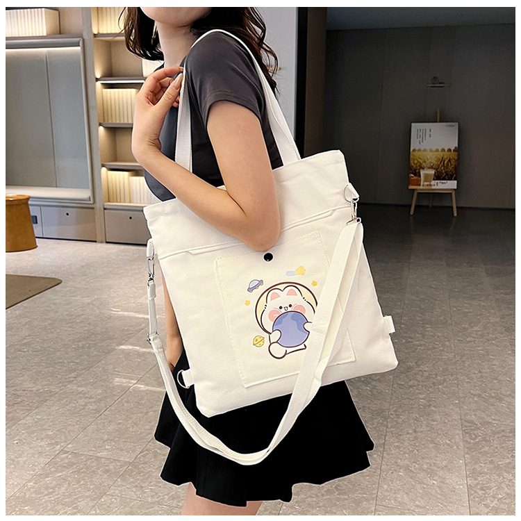 Wholesale of 2025 new cartoon casual canvas bags, large-capacity, fashionable and cute girl single-shoulder bags and tote crossbody bags undefined