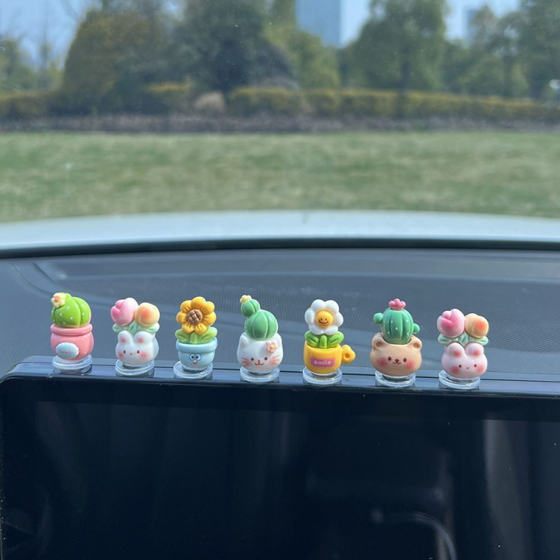 超萌可爱小花盆汽车摆件贴片家居车载中控台副驾驶装饰品批发