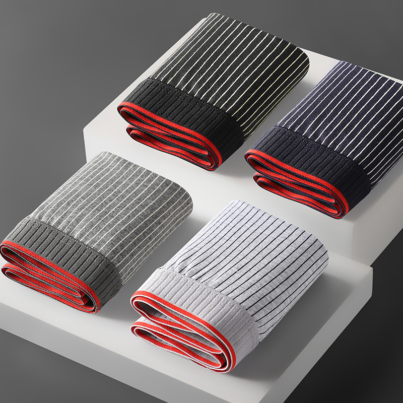 Factory Direct Sales Mulberry Silk Antibacterial Men's Underwear Pure Cotton Stitched Boxer Shorts Business Striped Men's