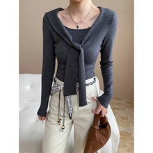 司南 博主日常 设计感披肩海军领气质修身显瘦打底针织衫 SN8197