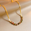 Rainbow zirconium, fashionable necklace, brand chain for key bag , sweater, micro incrustation