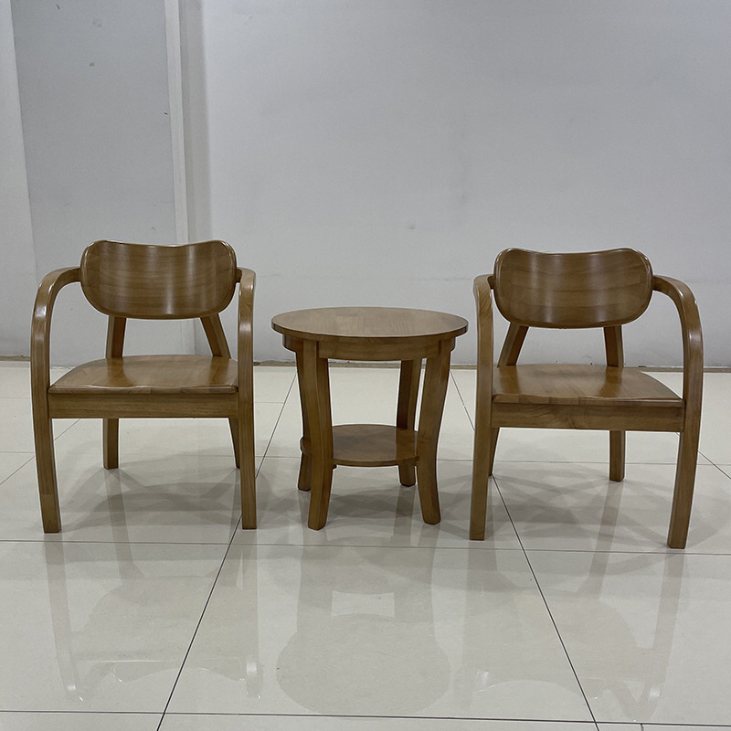 中式实木橡木圈椅2+1围椅三件套圆形茶几矮桌酒店宾馆房间休息椅