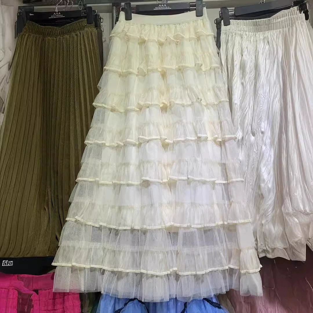 Французский нежный ветер сетчатая юбка бюст женская осень-зима новая сладкая высокая талия слоистая юбка торта темперамент пушистая юбка