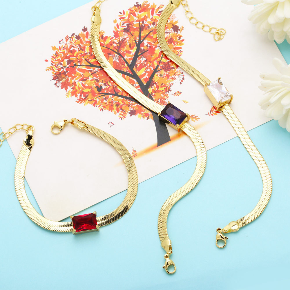 Fashion Square Copper Plating Inlay Zircon Bracelets 1 Piece