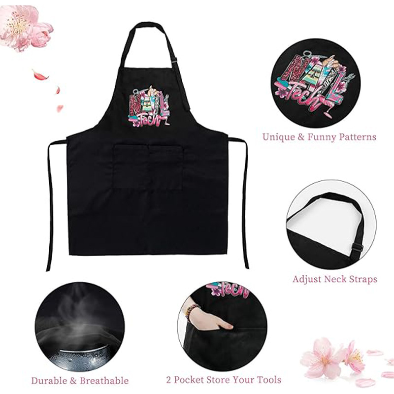 Amazon crossover exclusivamente para manicura delantal logotipo personalizado impresión publicitaria moda catering cocina hogar ropa de trabajo