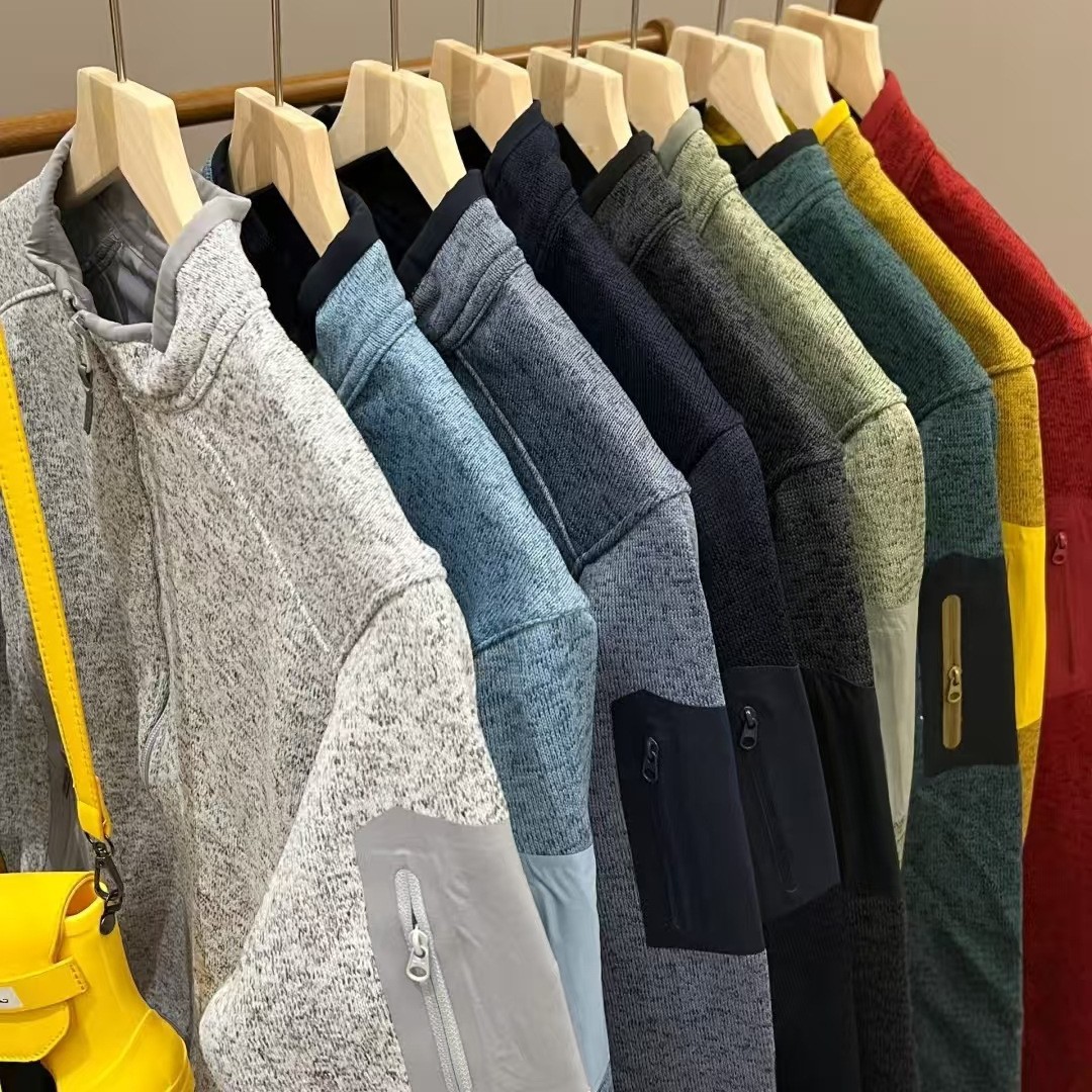 High Version Same Style Covert Stand Collar Outdoor Logo Sports Casual Thickeneded Warm Fleece Cardigan Jacket