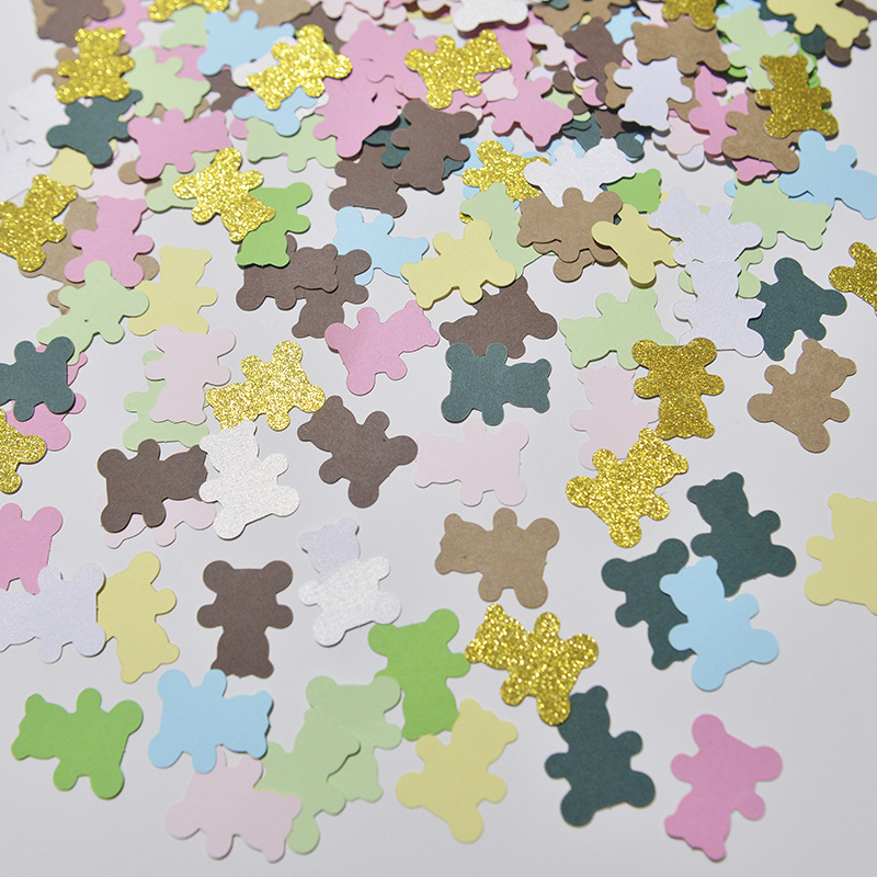 Tema del partido mesa de postre mesa de escritorio decoración oso colorido papel trozos 100 piezas de acrílico