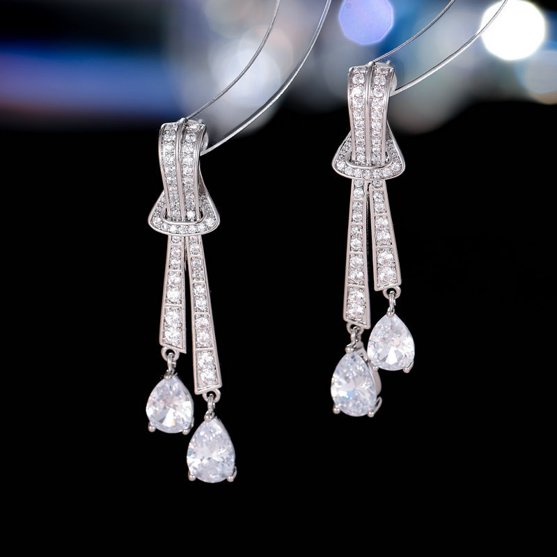 elegant fashionable creative design earrings drop-shaped pearl with…