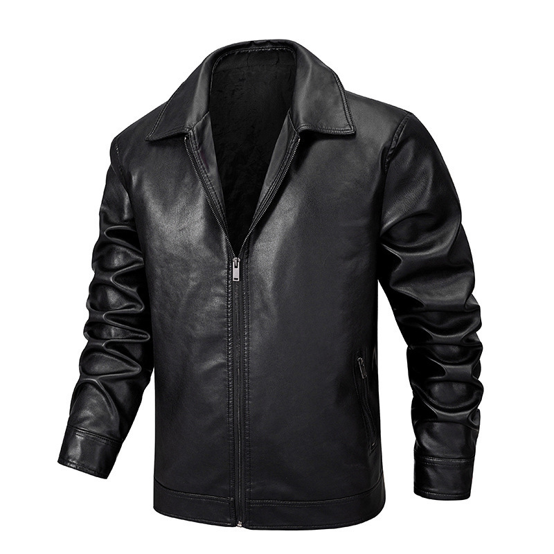 Men's Pu Leather Jacket for Autumn, New Trendy Brand Motorcycle Windproof Slim Fit Stylish Cross-Border Leather Coat