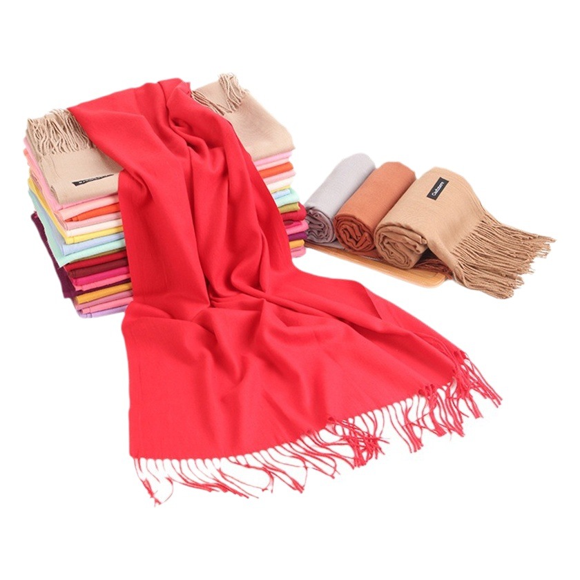 Scarf for Women Autumn and Winter High-End Korean New Solid Color Warm Scarf Versatile Red Cashmere Shawl Cross-Border Wholesale