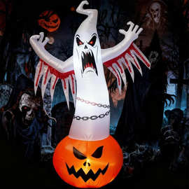厂家定制万圣节南瓜鬼坟墓白鬼幽灵恶魔场地布置道具气球充气气模