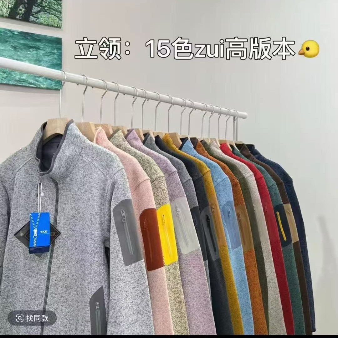 25 New Autumn and Winter Outdoor Casual Fleece Sports Warm and Slim Men's and Women's Same Style Stand-Up Collar Zipper Sweatshirt