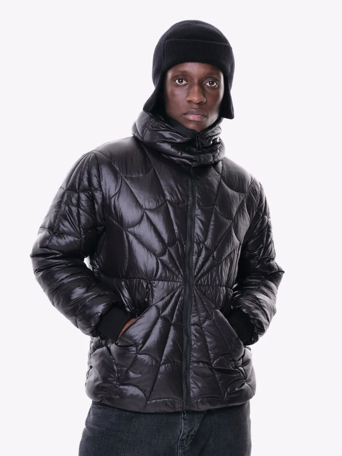 2025 otoño y invierno nuevo chaqueta negra Spider-Man encapuchado grueso y cálido chaqueta con cremallera universal para hombres y mujeres