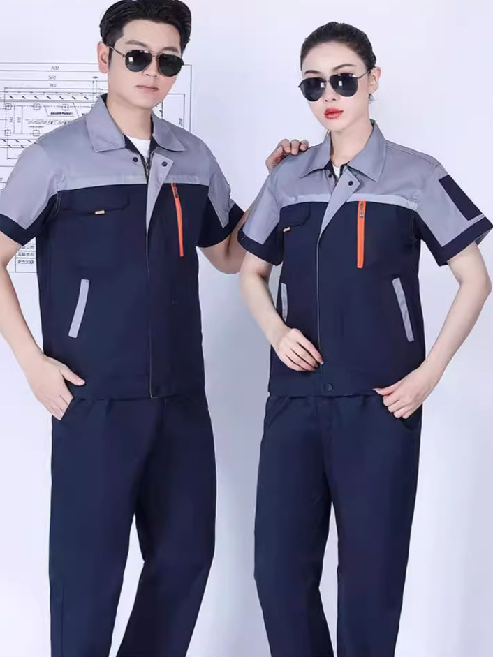 Traje de ropa de trabajo para hombres de verano de manga corta delgada resistente al desgaste y transpirable taller de fábrica ropa de seguro laboral ropa de reparación de automóviles/sistema