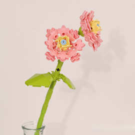 单支永生花朵积木玫瑰花向日葵积木花diy手工拼装摆件玩具送女友