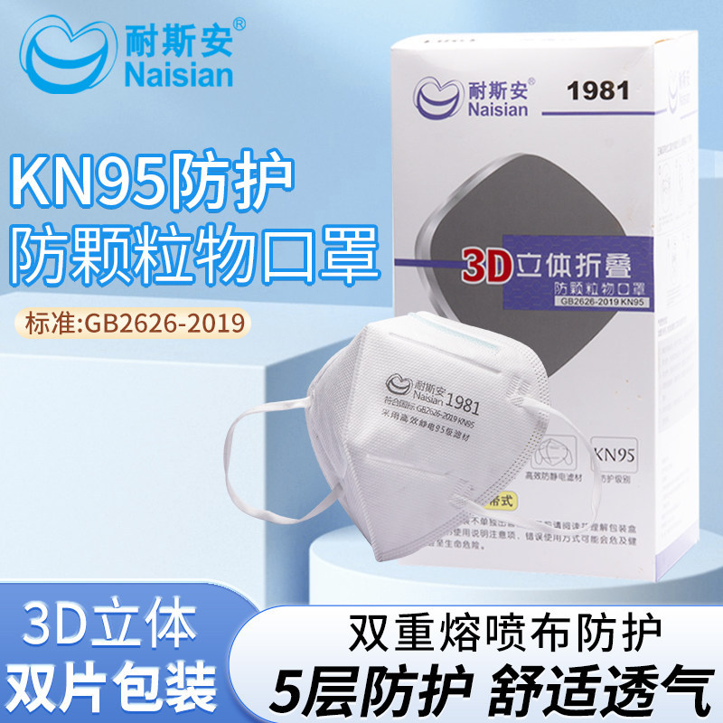 耐斯安 1981防尘口罩防工业粉尘男女成人劳保防护口罩KN95级