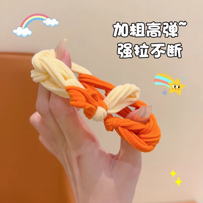 Coreano simple color de niños anillo de cabello de dopamina de alta elasticidad para niñas trenzando cuerdas de cabello gruesas para atar la banda de la cabeza