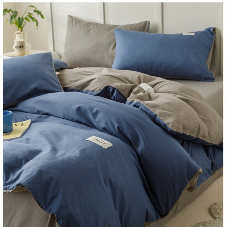 Algodón de cuatro piezas, ropa de cama de algodón lavable, ropa de cama