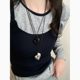 South Korea Geometric Irregular Love Necklace Women's Fashionable Black Leather Rope Sweater Chain Autumn and Winter Cold Style Sweater Chain