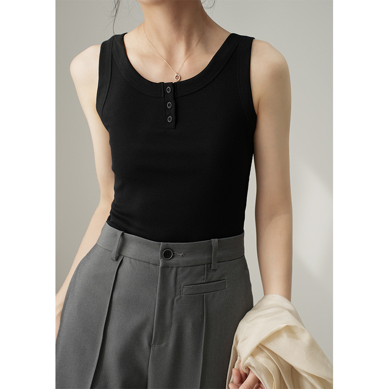 【High-Quality Craftsmanship & No Need to Worry about Comparison Shopping】Premium Cotton Tank Top for Women, Covers Side Breasts, Prevents Exposure, Can Be Worn as an Inner Layer or Outerwear, Buttoned Camisole