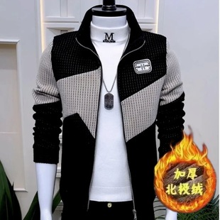 Men's Spring and Autumn Winter Clothes New Coat Jacket Collar Casual Color-matching Trendy Handsome Slim-fit Men's Clothing