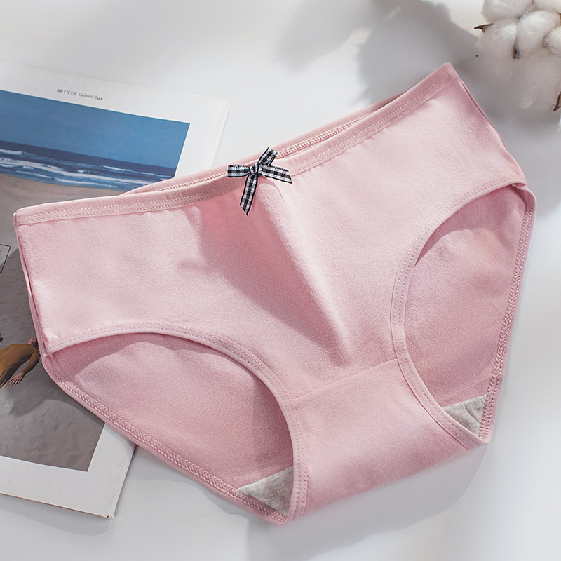 28g Weight Low Waist Panties Waist Panties Lingerie Type Cotton Fabric Type 1 Piece Quantity Breathable Function Solid Color, Bow Knot Pattern All Seasons Season Women's Gender Casual, Elegant, Lady Style Solid Color Bow Knot Breathable Low Waist Panties 3