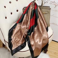 90 large square scarf silk scarf for women new 2023 live broadcast spring, autumn and winter foreign style dark green scarf for women to give mother shawl scarf