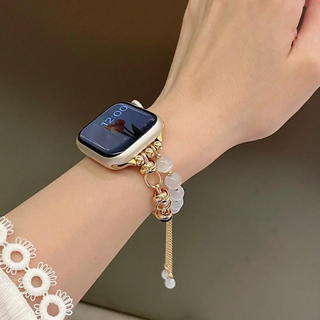 Браслет‑ремешок для Apple Watch, с кошачьим глазом и металлической цепочкой, 38–49 мм