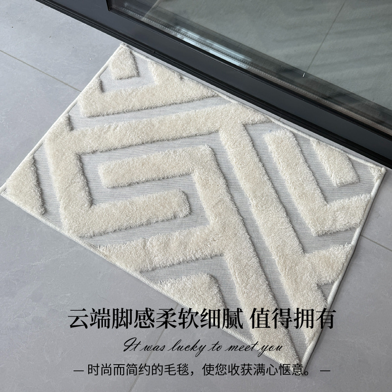 Nuevos productos de peluche tallados en la puerta alfombra de piso dormitorio cama alfombra de pie puerta de baño alfombra de absorción de agua lujosa viento ultra suave image 6
