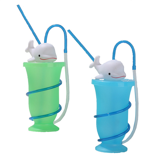 Comercio exterior creativo transfronterizo lindo muñeca taza de paja delfin taza de agua animal zoológico océano taza de té de leche regalo