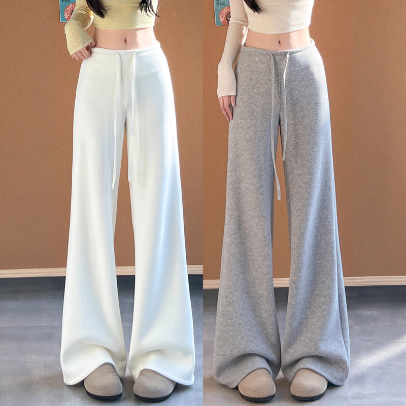 White Soft Drapey Air Pants for Women, New Autumn and Winter High-Waisted Drawstring Cashmere Casual Sports Sweatpants White Soft Drapey Air Pants for Women, New Autumn and Winter High-Waisted Drawstring Cashmere Casual Sports Sweatpants