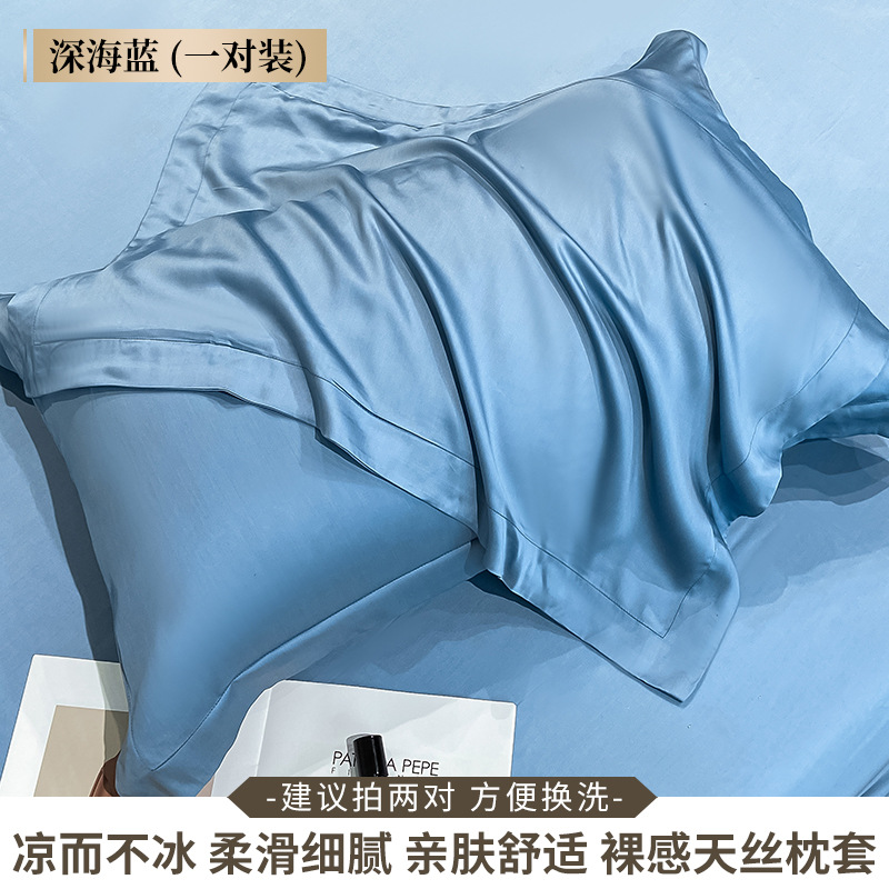 Funda de almohada de verano Tensi, un par de seda de doble cara, seda de hielo de rama alta, juego frío 48x74cm, lujo ligero