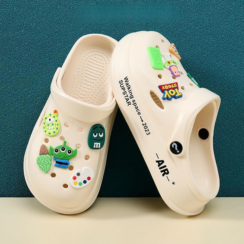 2024 New Soft-Sole Cartoon Gourmet Slippers for Boys and Girls, Non-Slip Slippers for Toddlers and Kids, with Head Cover and Garden Design, Thick Sole