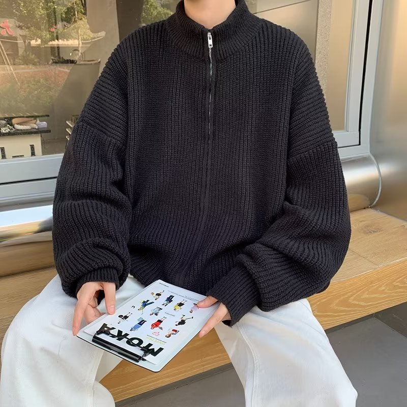 2023 Otoño e Invierno suéter cardigan hombres sueltos estilo coreano moda joven estudiante suéter de punto desgaste exterior ropa de hilo a juego